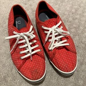 Fred Perry Red Polka Dot lace up Sneakers